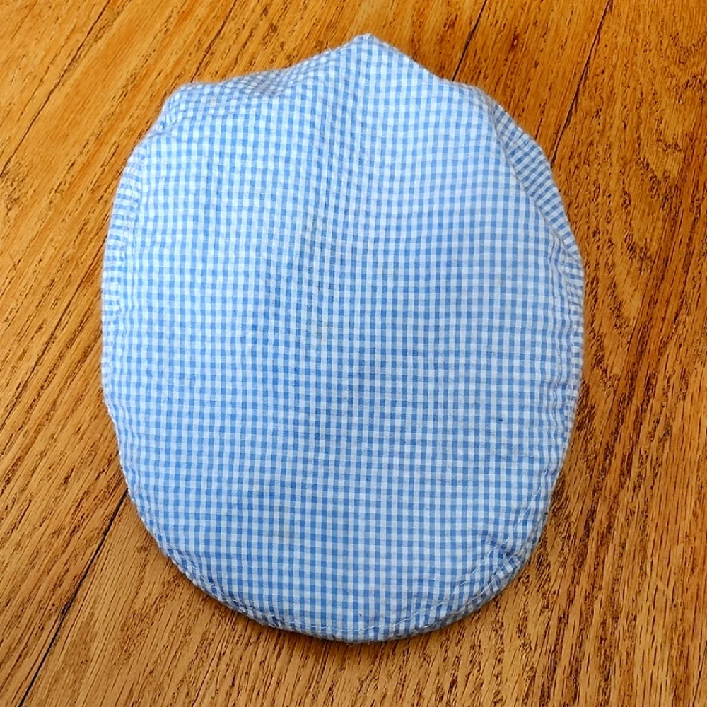 Light Blue And White Gingham Kids Cap Size Small 5/6